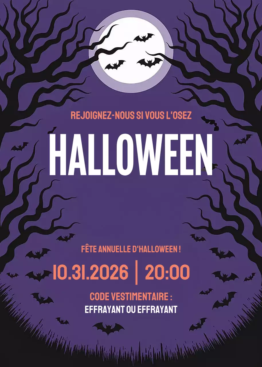 Invitation Halloween gothique mauve