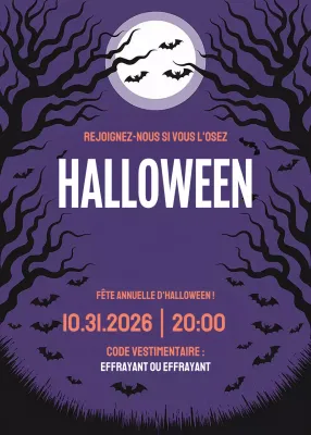 Invitation Halloween gothique mauve