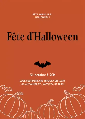 invitation traditionnelle orange pour Halloween