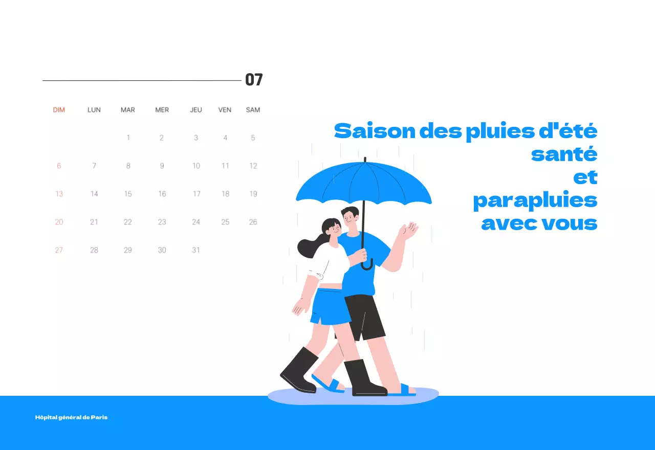 Un hôpital festif avec des illustrations sur le thème de la santé et de la famille et des accents colorés.