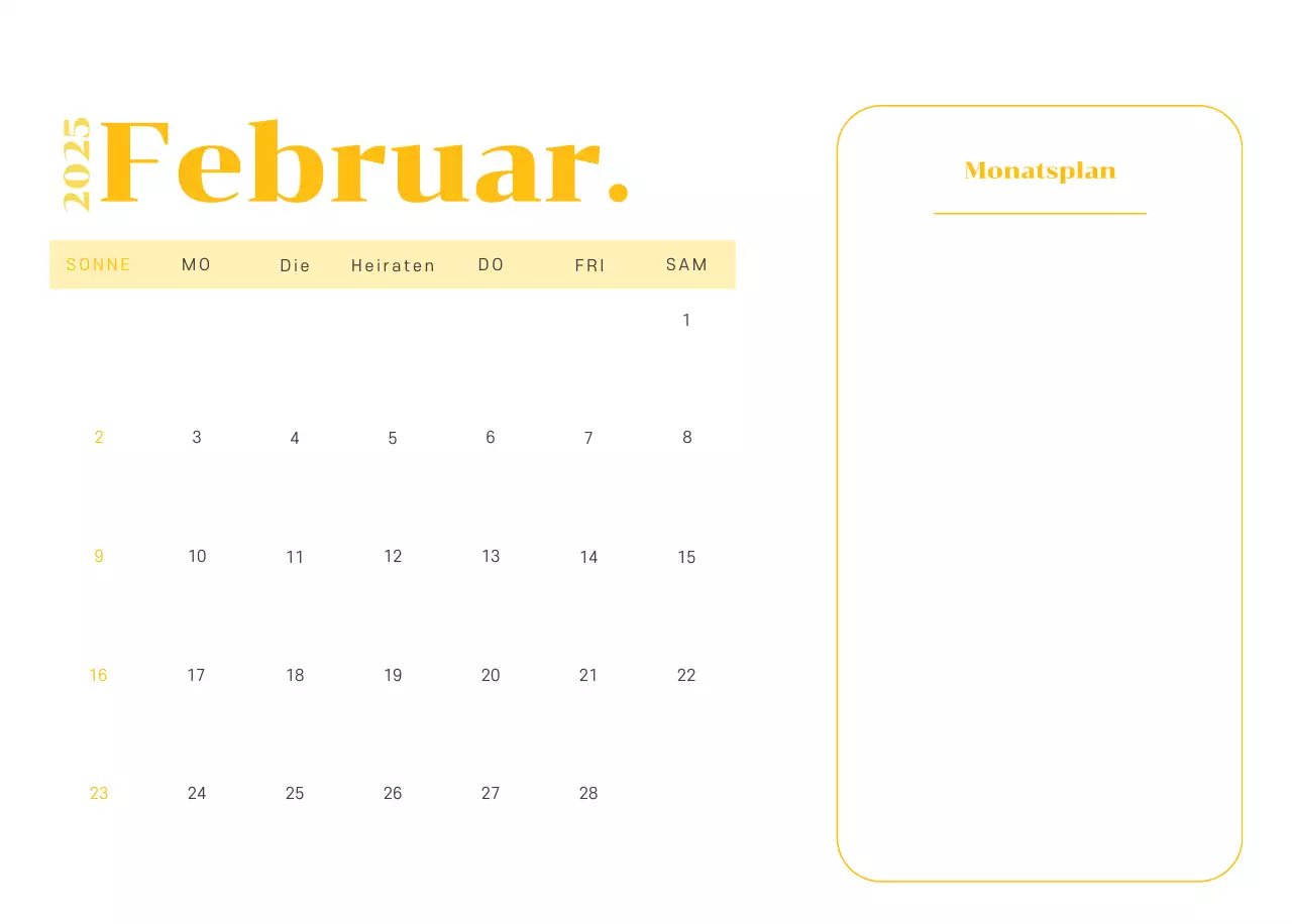 Kalender mit Jugendillustrationen auf gelb-grünem Hintergrund