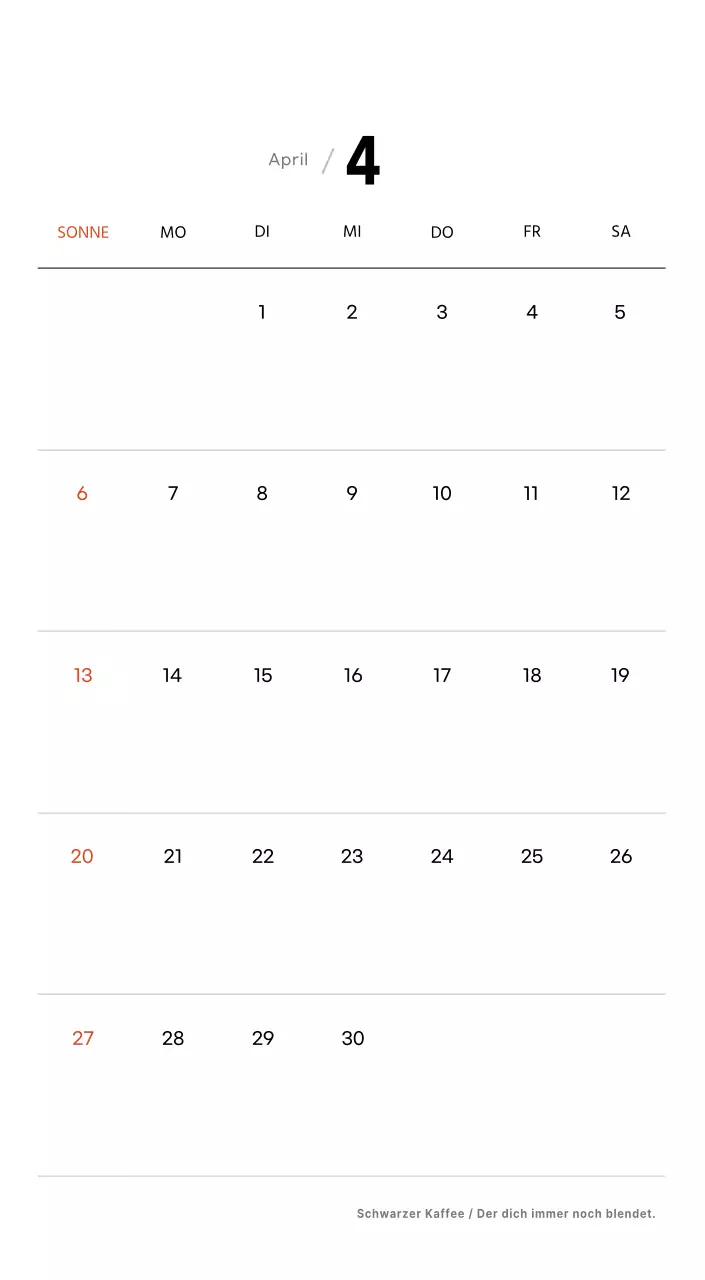 Einfacher Kaffee-Foto-Tischkalender für Cafés in Weißtönen