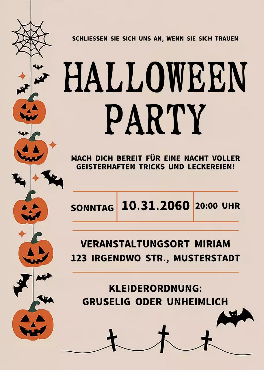 Beige Vintage Halloween-Einladung