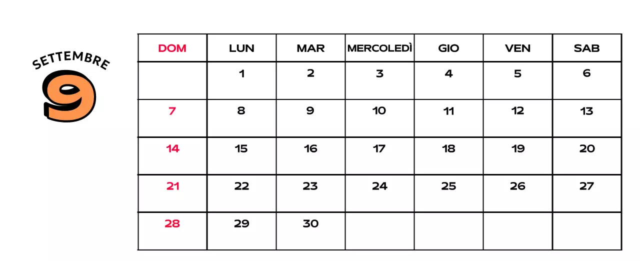 Calendari colorati con una varietà di illustrazioni retrò
