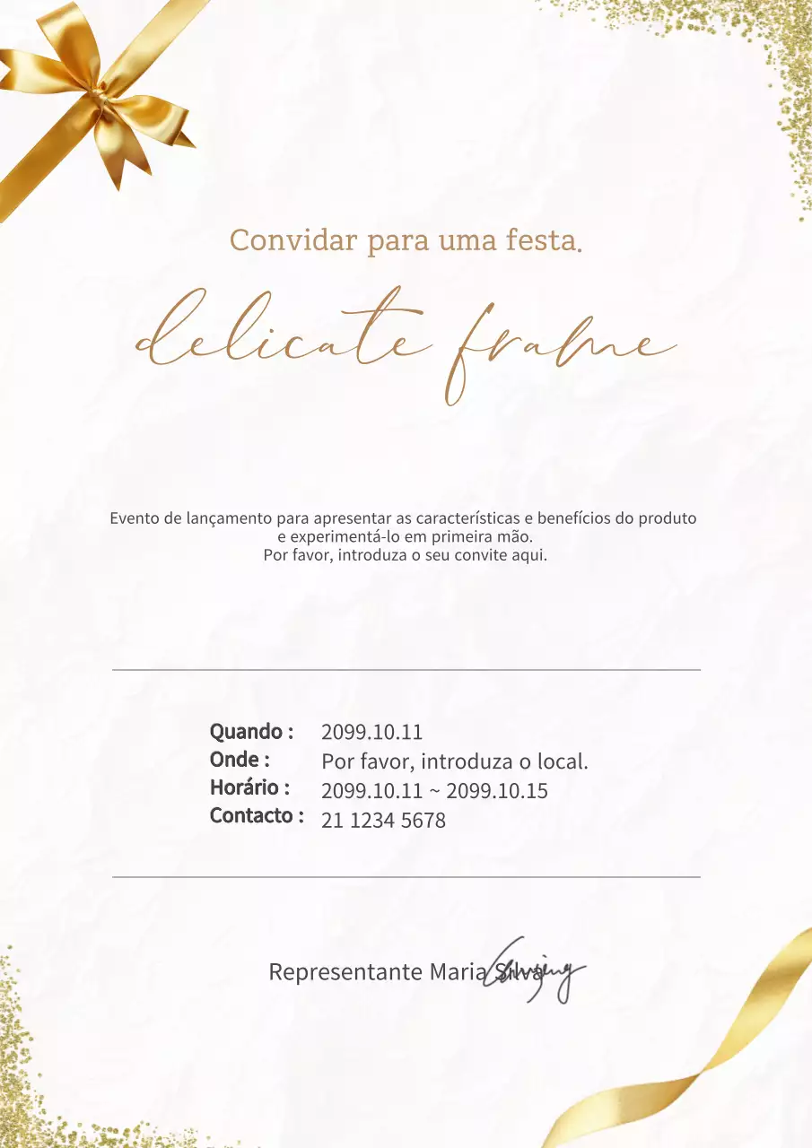 Convite de festa elegante dourado
