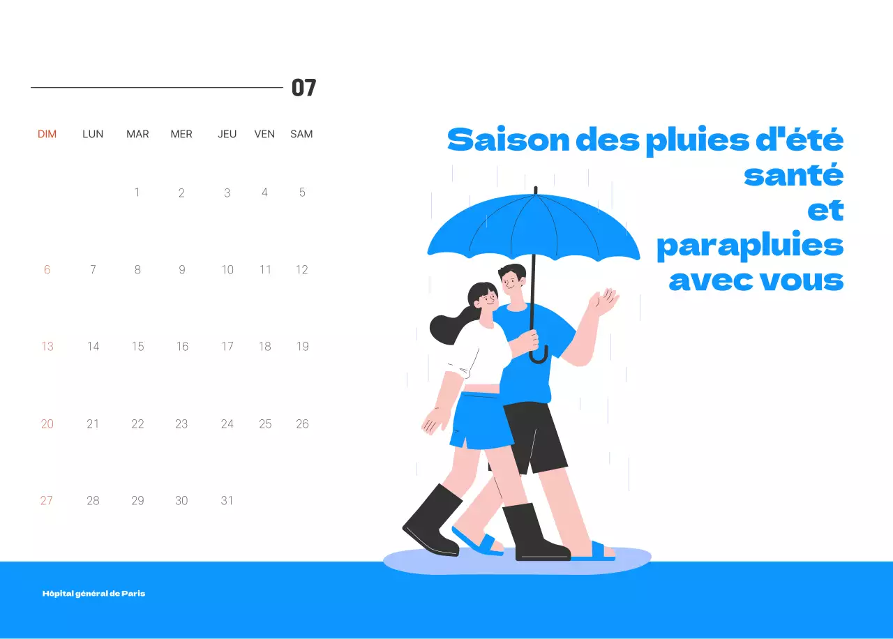 Un hôpital festif avec des illustrations sur le thème de la santé et de la famille et des accents colorés.