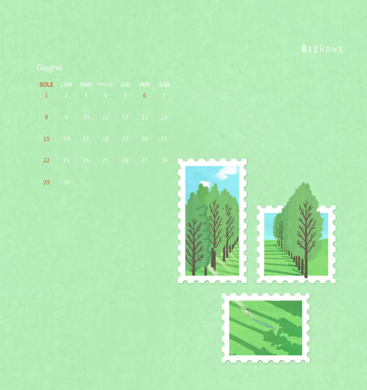 Calendario di Capodanno con una calda illustrazione