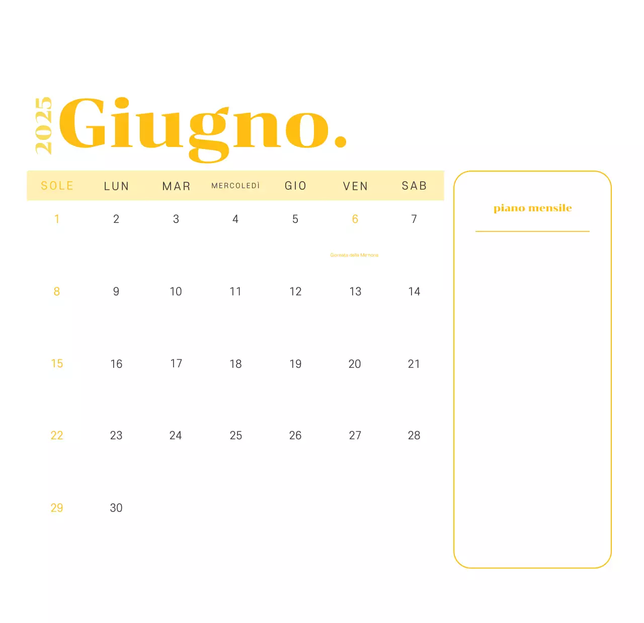 Calendario con illustrazioni giovanili su sfondo giallo-verde