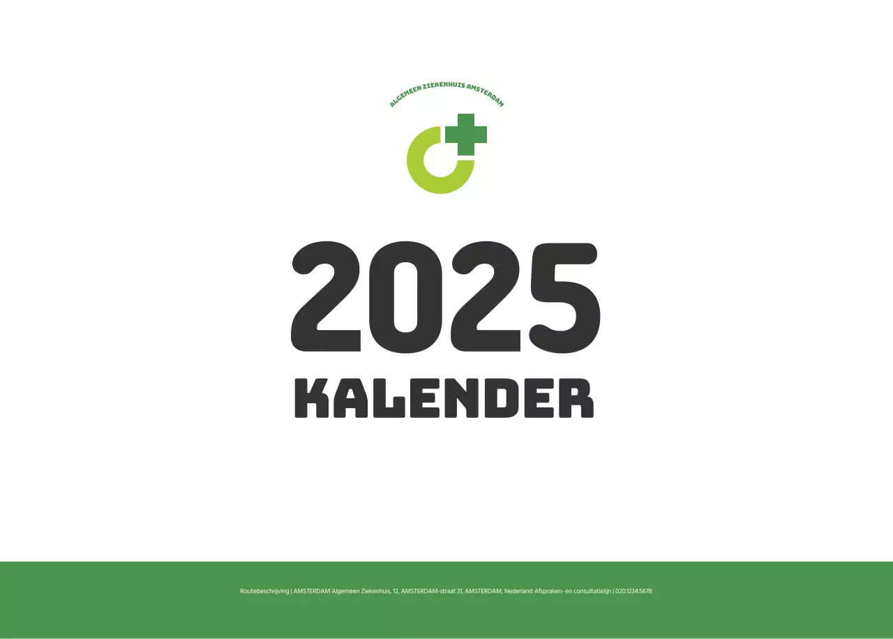 Een feestelijk ziekenhuis met illustraties met gezondheids- en gezinsthema's en kleurrijke accenten