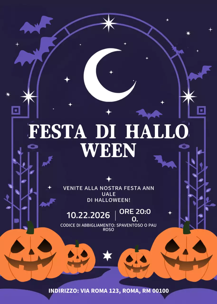 Invito di Halloween spettrale in viola