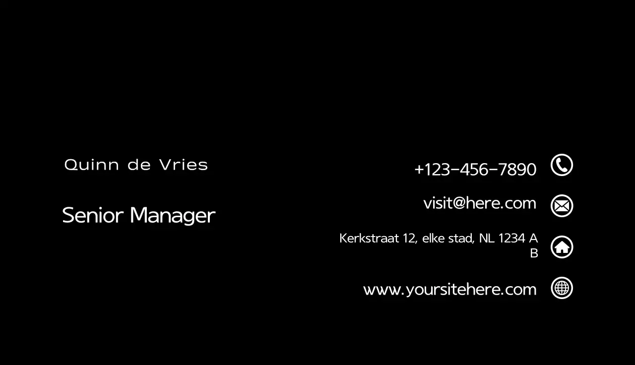 zwart minimalistisch visitekaartje