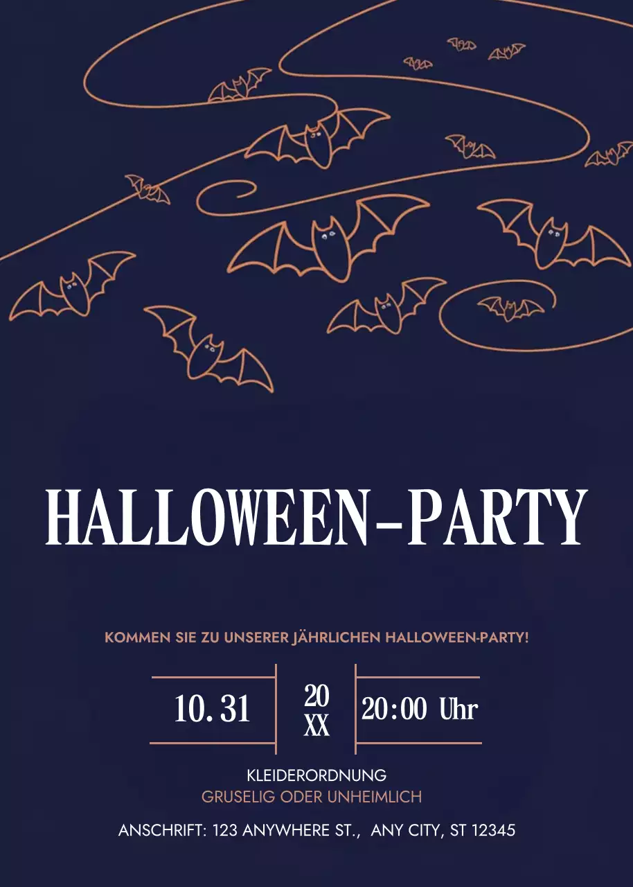 navy classic Halloween-Einladung