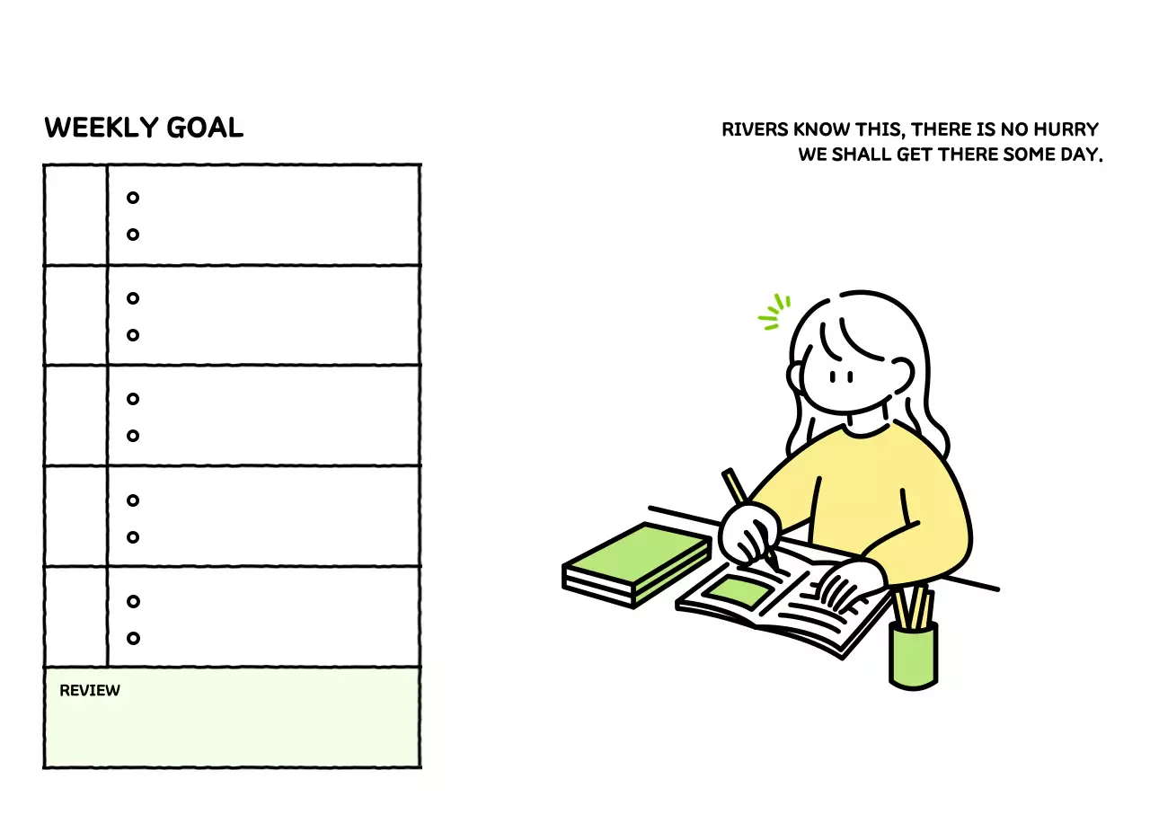 Illustrated calendar with a cute line style