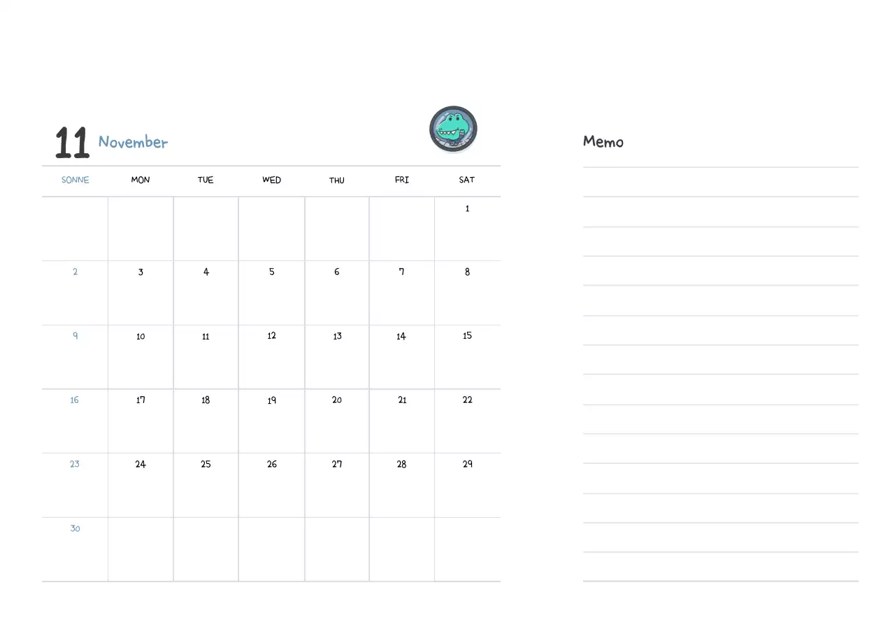 Ein Kalender mit einem niedlichen Ago-Illustrationskonzept