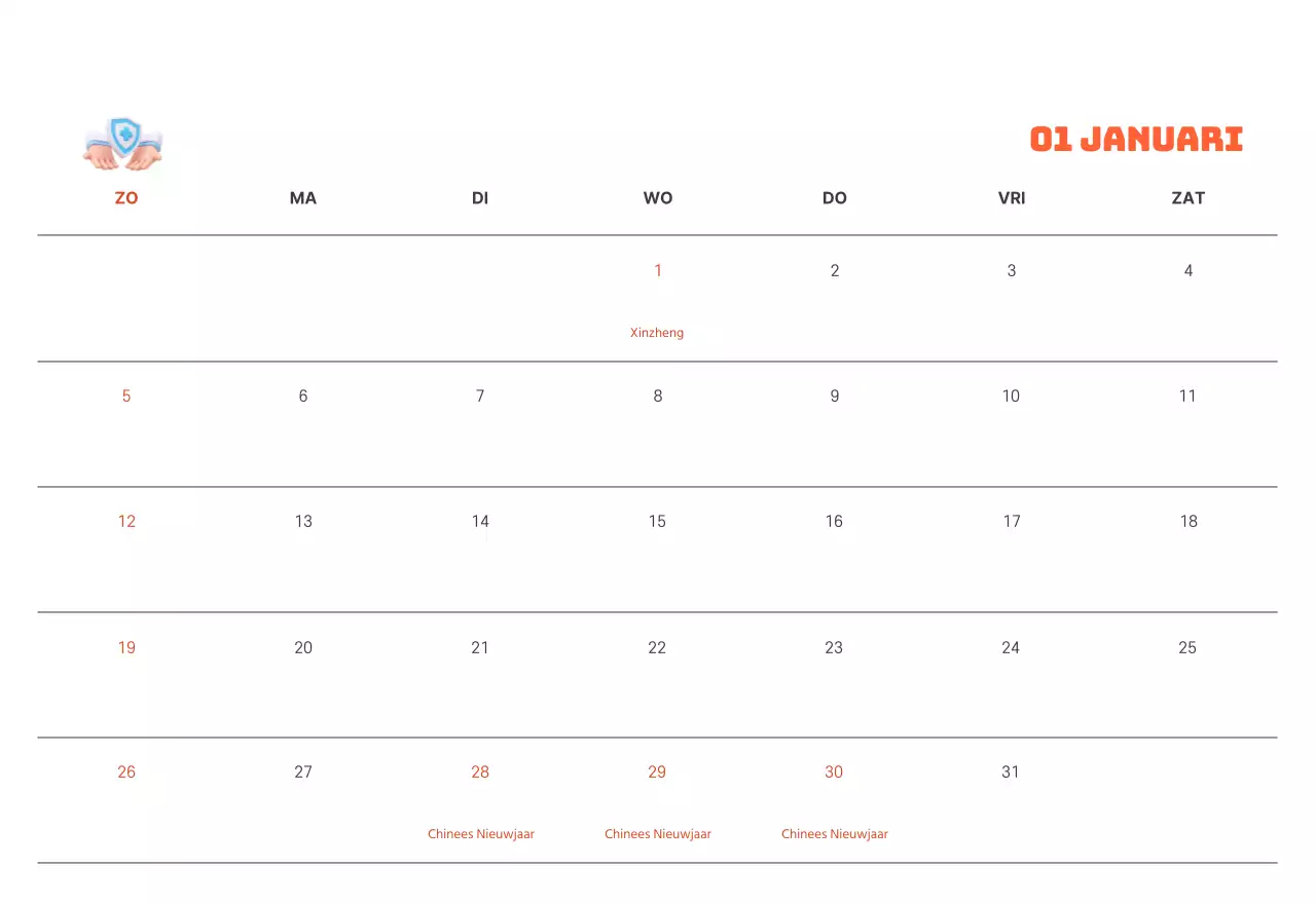 Een feestelijk ziekenhuis met illustraties met gezondheids- en gezinsthema's en kleurrijke accenten