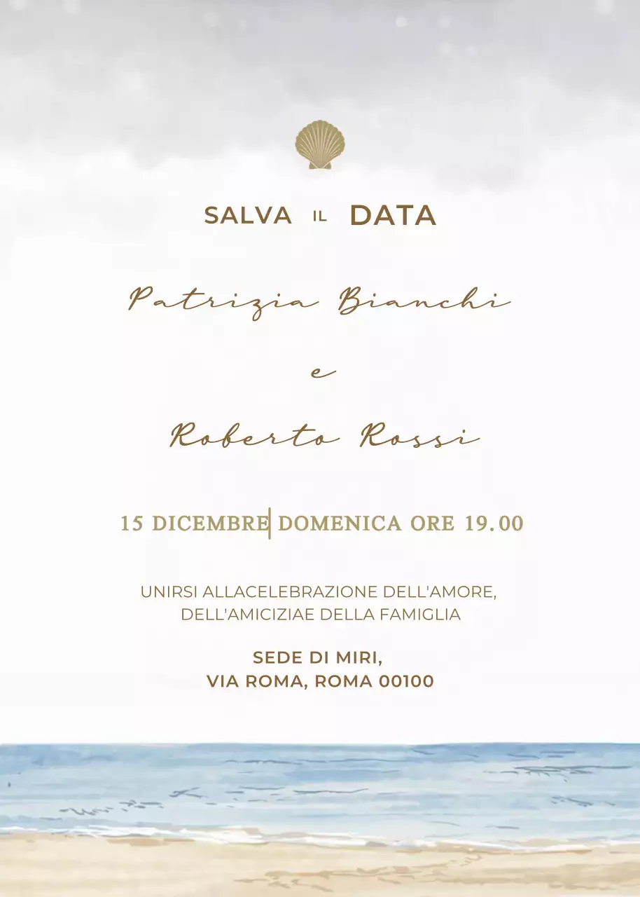 Invito di nozze beige grigio blu stile elegante