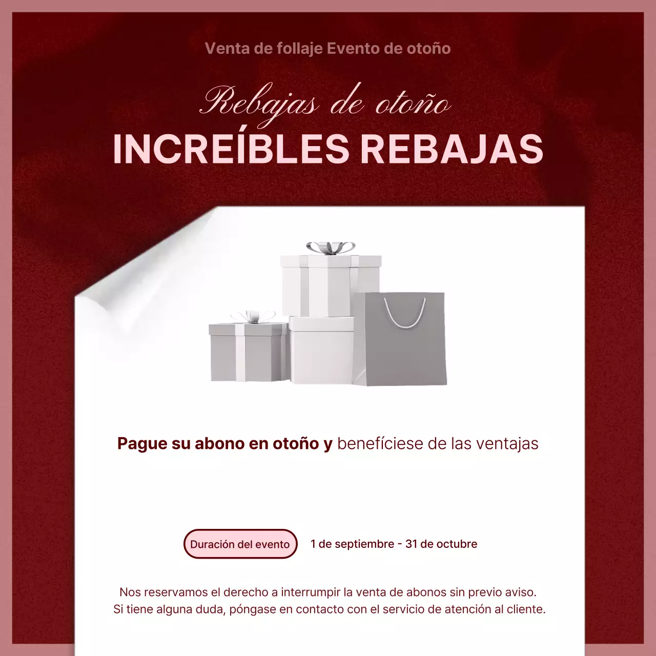 Promociones de otoño con toques de burdeos y rosa