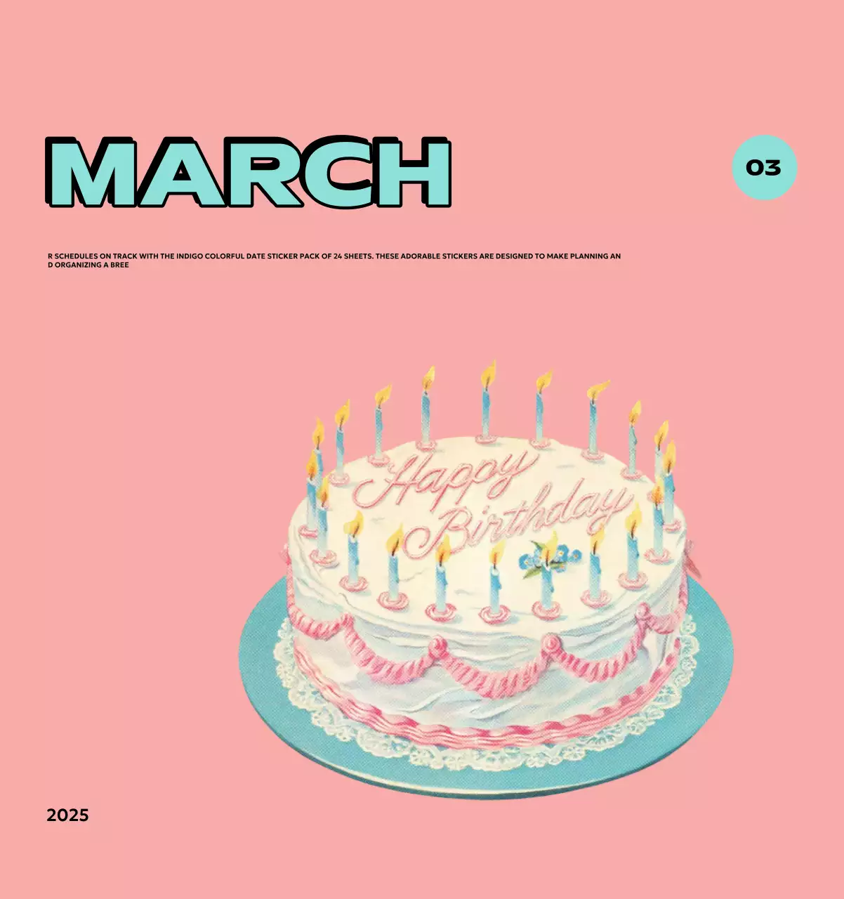 Colorful calendars with a variety of retro illustrations