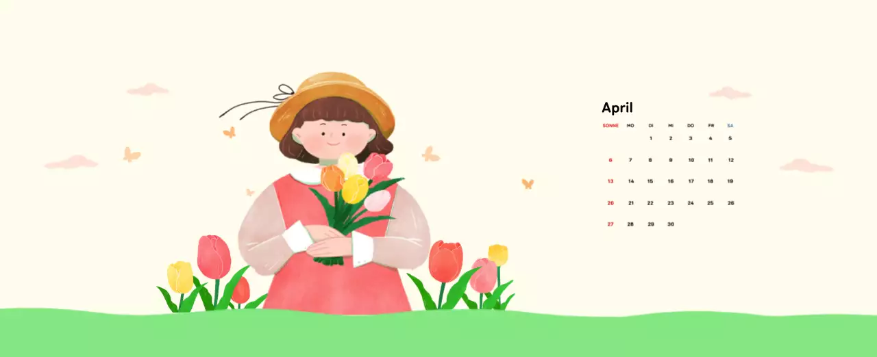 Neujahrskalender mit warmen Illustrationen