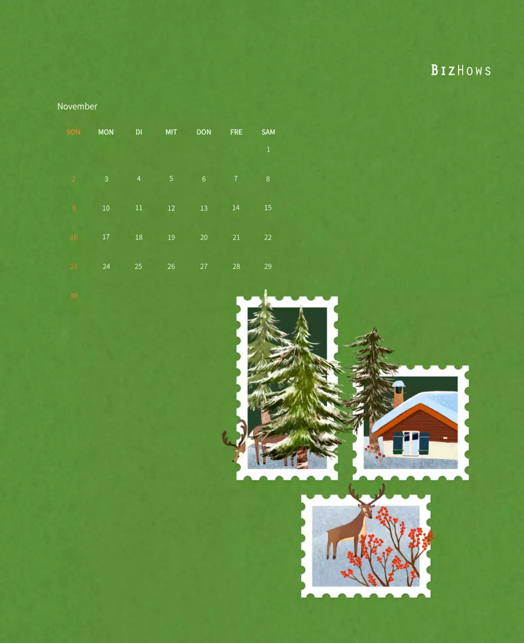 Stempelillustrationen mit einem warmen Konzept