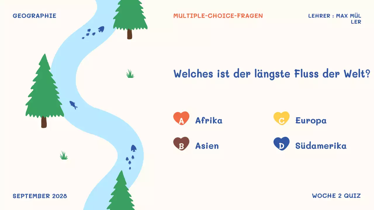 orangefarbene spielerische Schulveranstaltung Quiz Zeit Präsentation