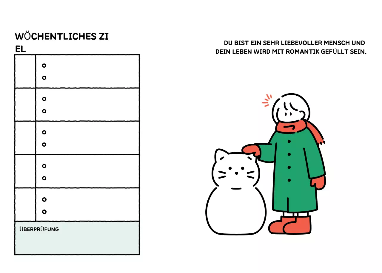 Illustrierter Kalender mit schönem Linienstil