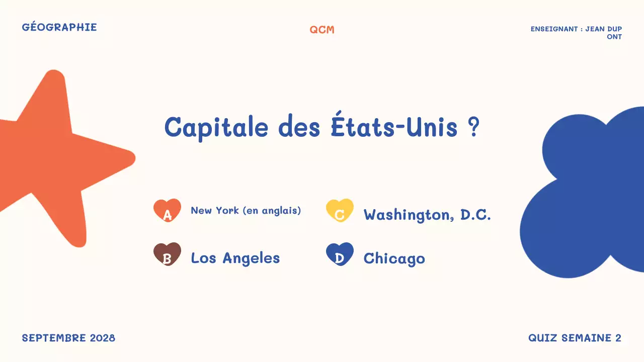 orange ludique école événement quiz temps présentation