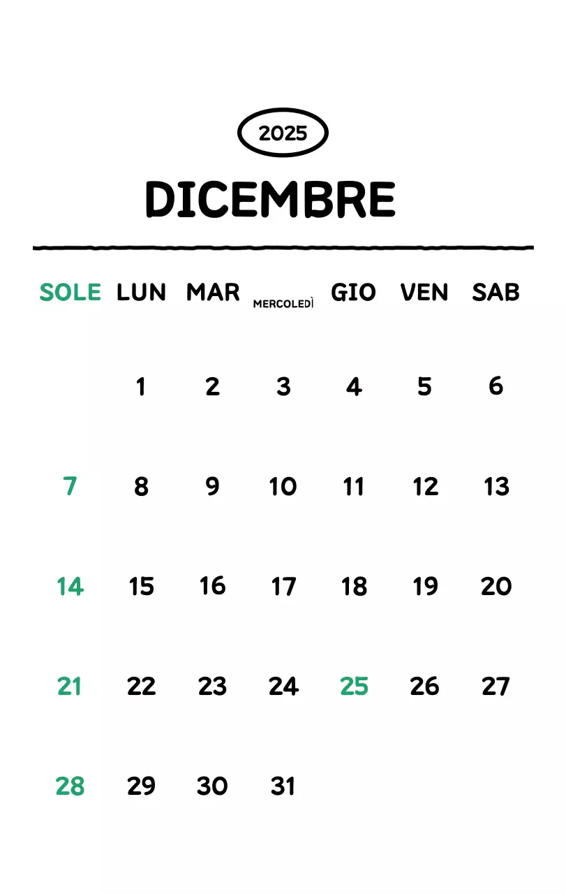 Calendario illustrato con un grazioso stile di linee