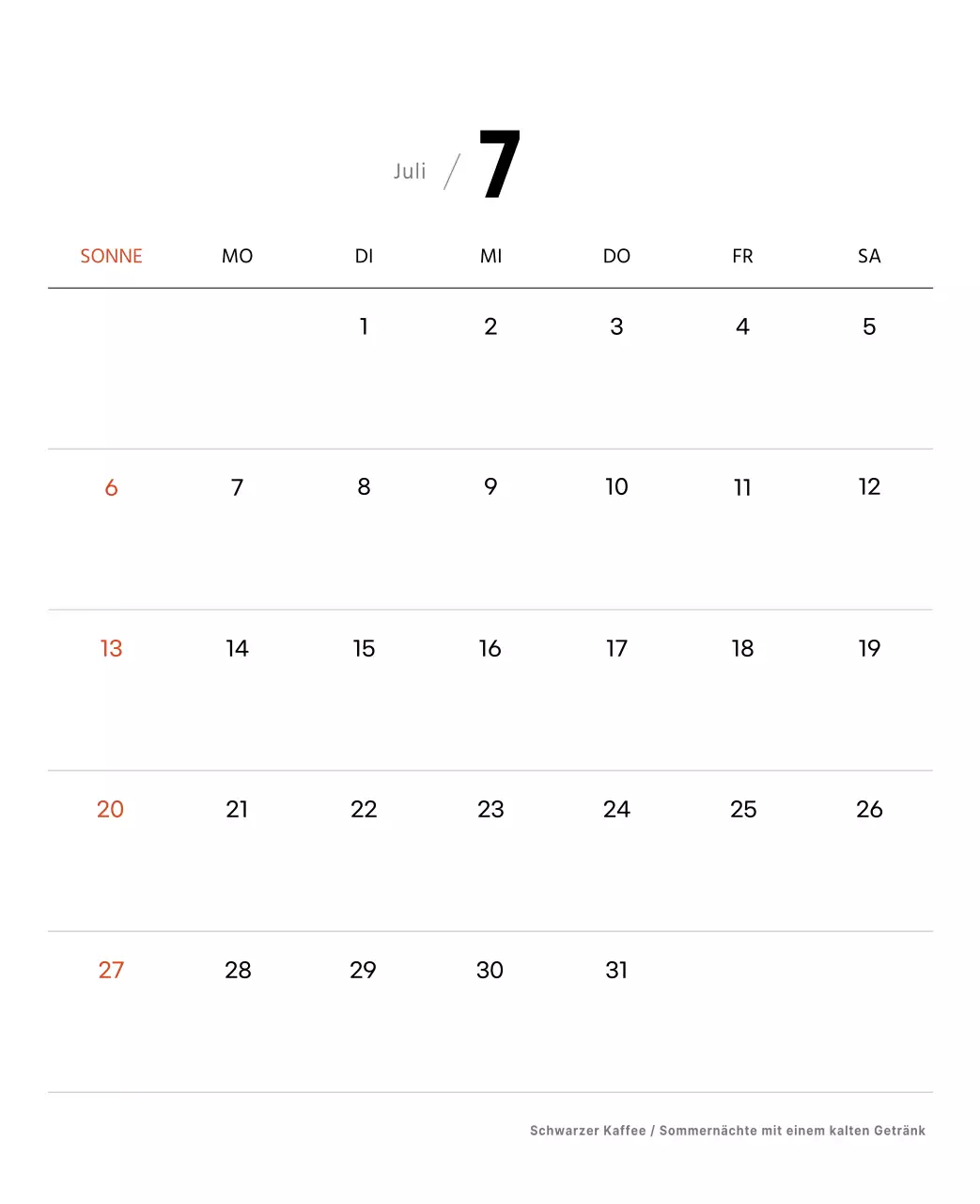 Einfacher Kaffee-Foto-Tischkalender für Cafés in Weißtönen