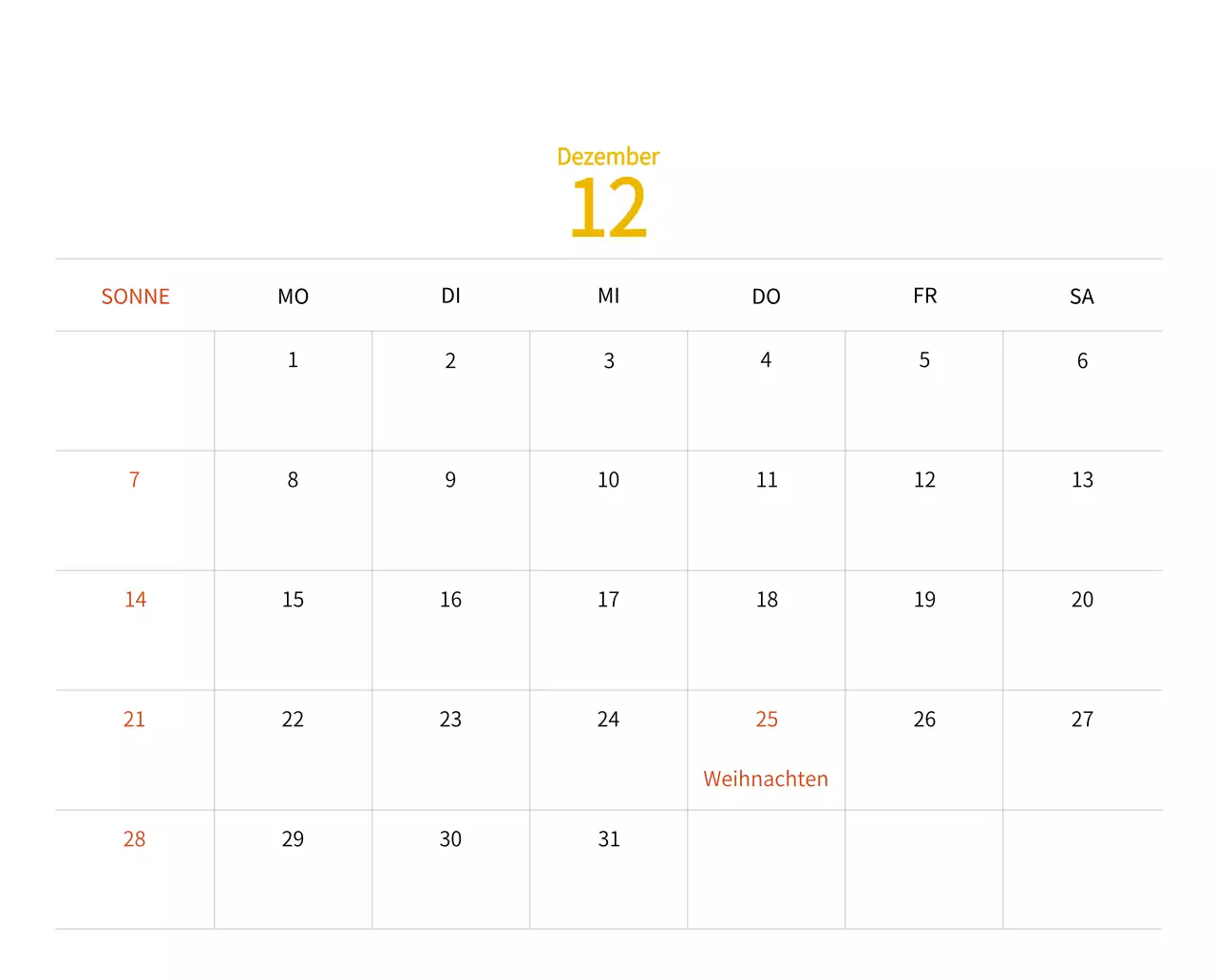 Neujahrskalender mit warmen Illustrationen