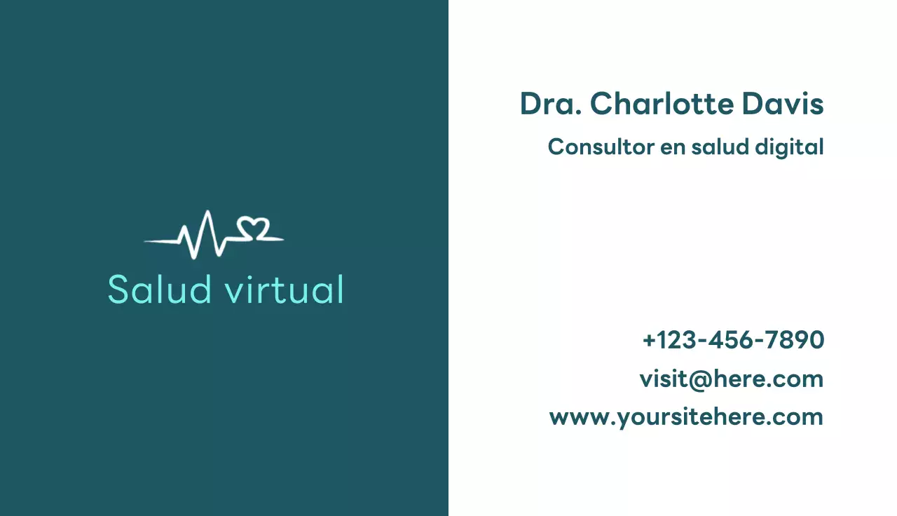 tarjeta de visita minimal health teal