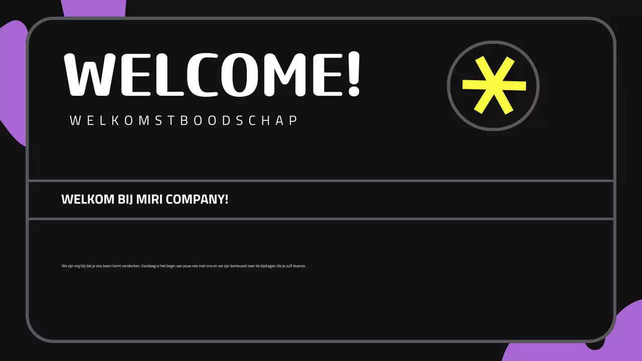 Zwart Paars Schattige Presentatie Nieuwe Werknemer Inwerken