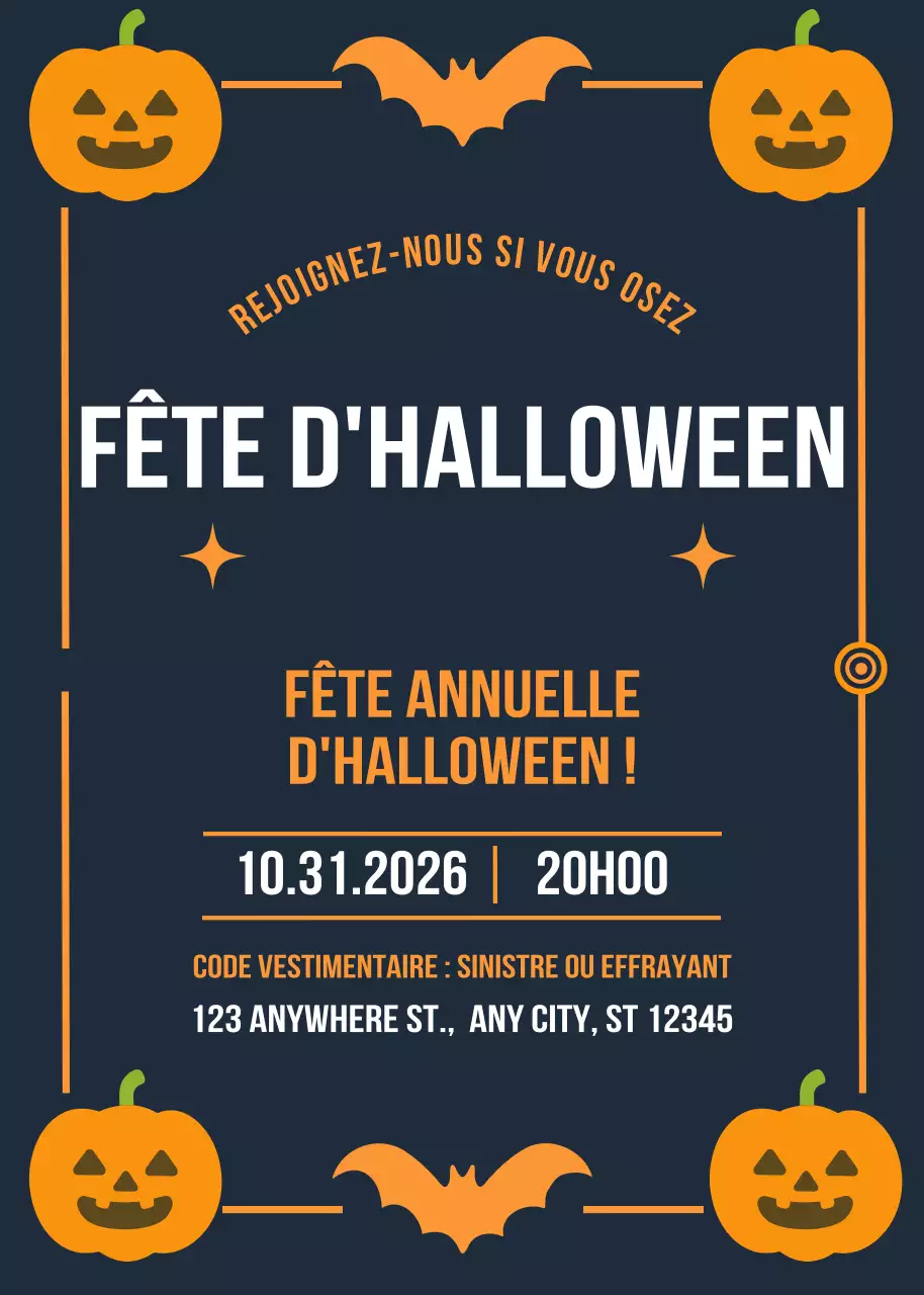 Invitation rétro orange pour Halloween