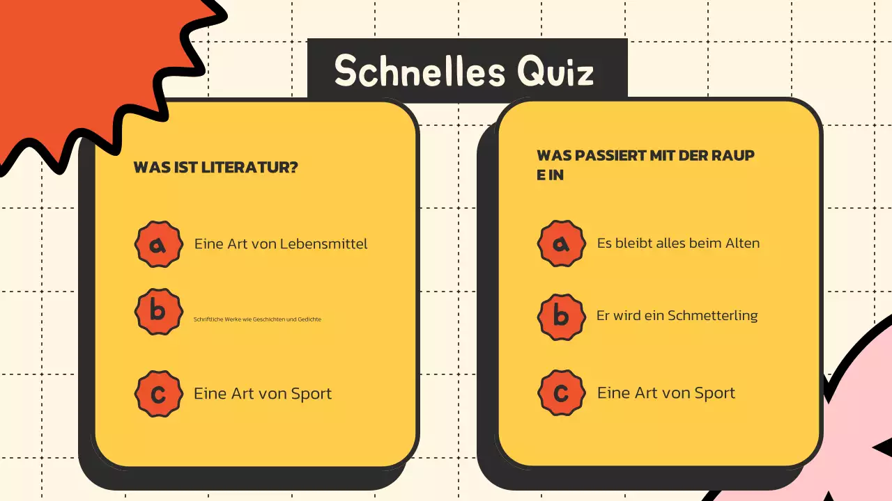 Gelb Orange Illustrative Unterrichtsmaterialien Literaturpräsentation