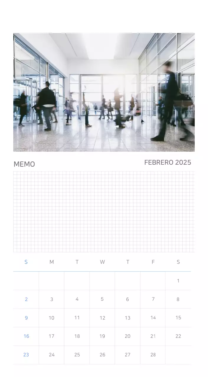 Calendario minimalista azul