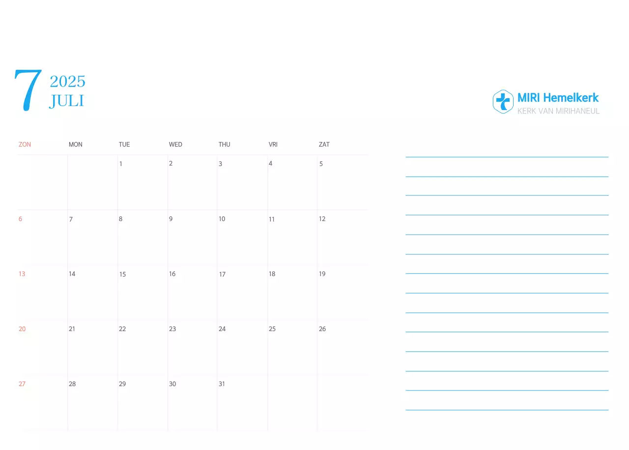 Blauw modern concept kerkkalender
