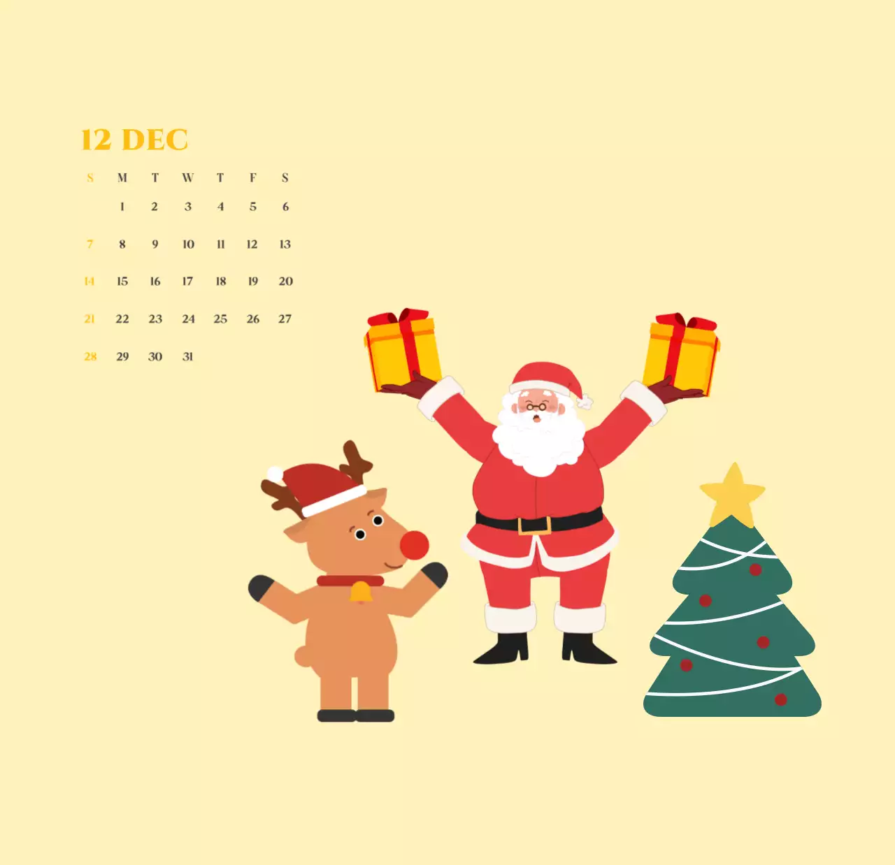 黄緑色の背景に青少年のイラストが描かれたカレンダー