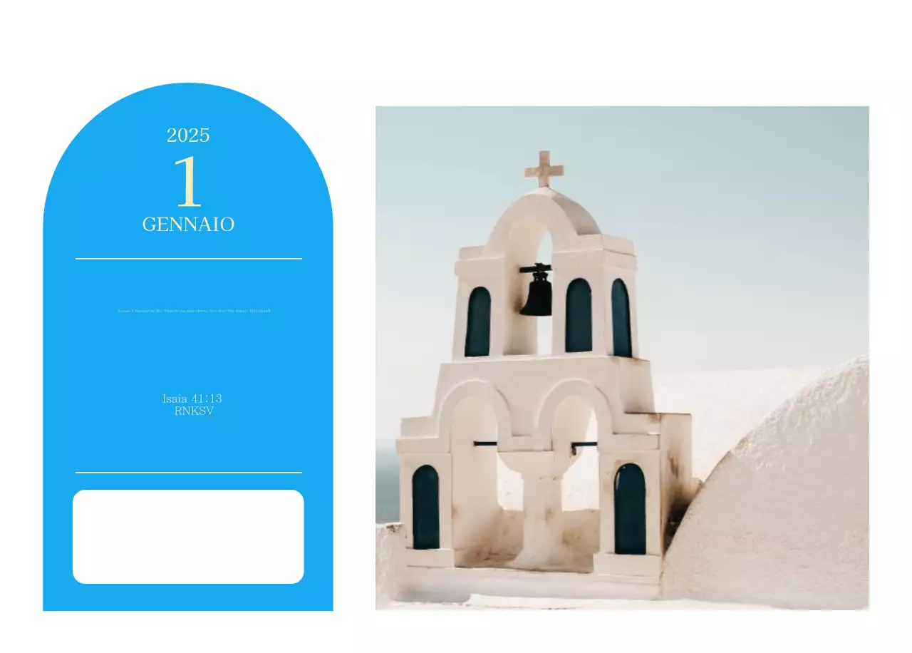 Calendario ecclesiastico blu di concezione moderna