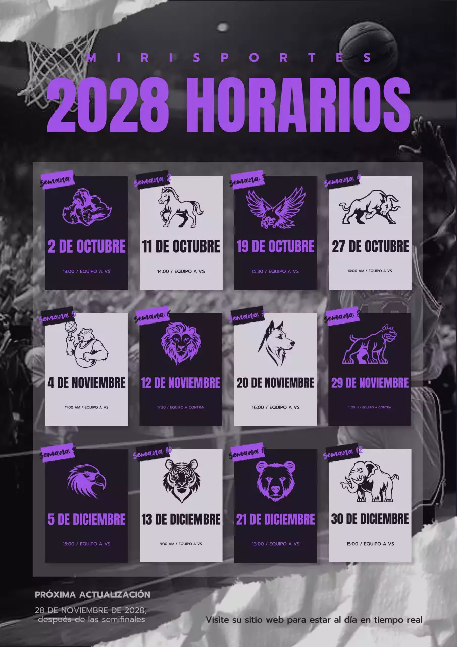 calendario deportivo moderno morado