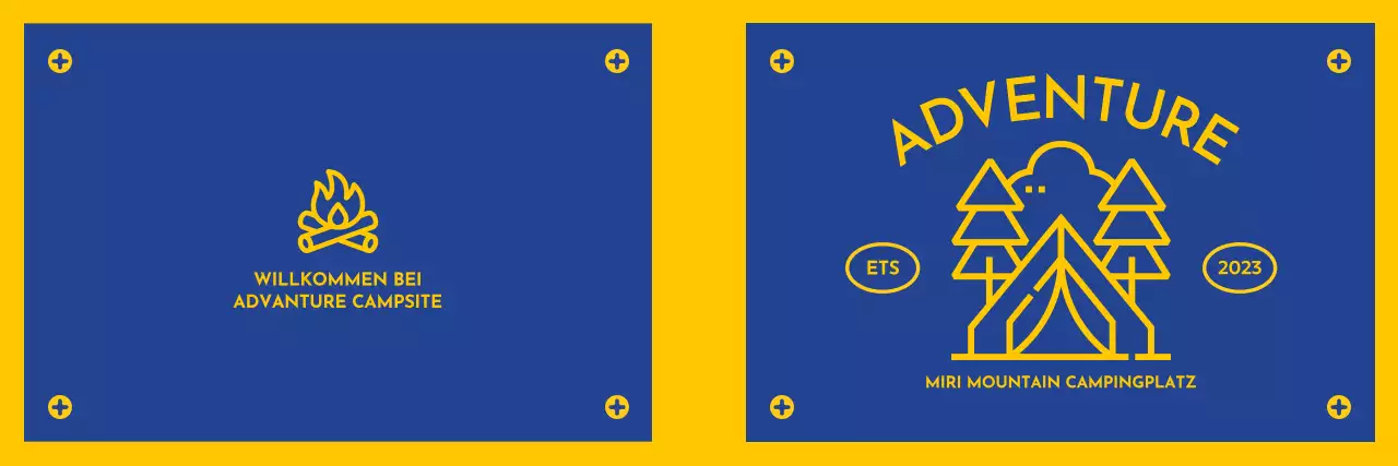 Gestaltung eines Campingplatzes mit illustrierten Symbolen