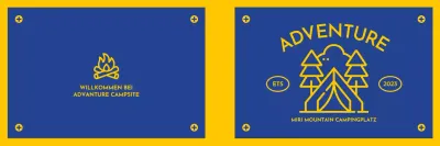 Gestaltung eines Campingplatzes mit illustrierten Symbolen