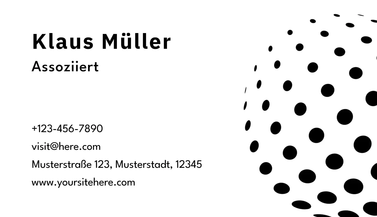 Schwarze minimale Visitenkarte Design