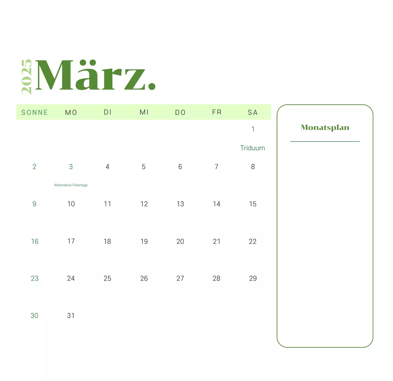 Kalender mit Jugendillustrationen auf gelb-grünem Hintergrund