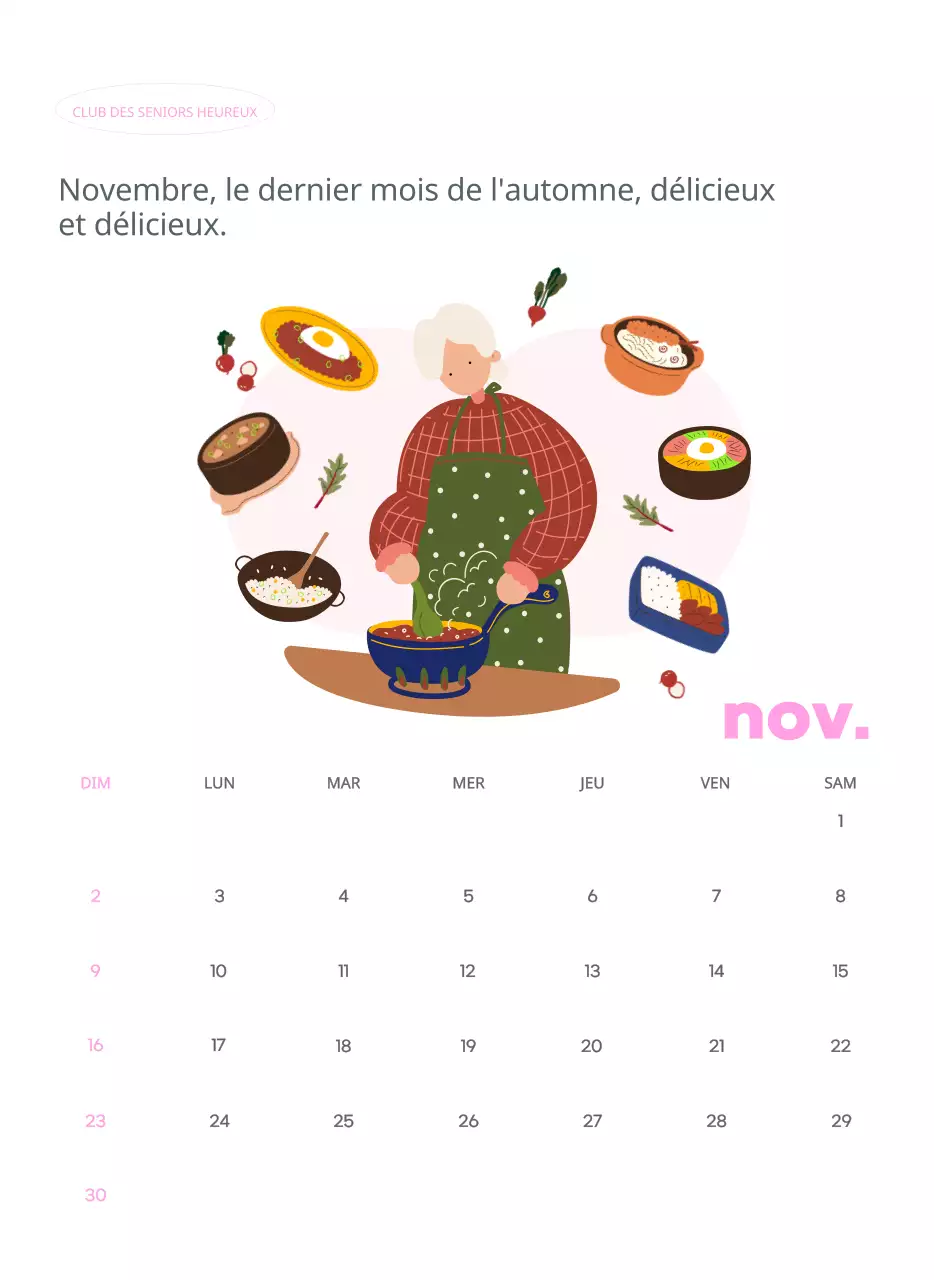 Calendrier d'entreprise avec de jolies illustrations
