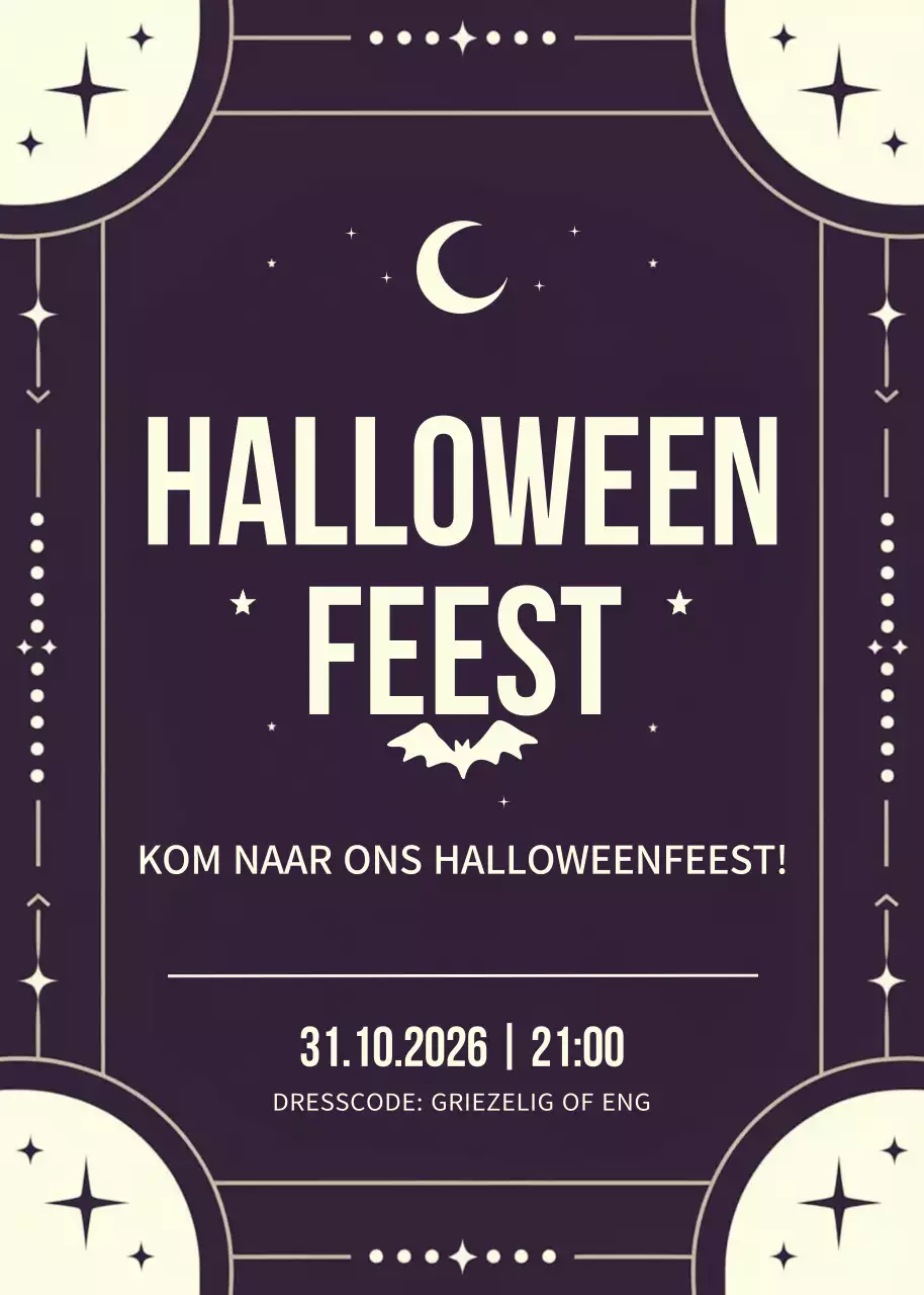 Zwarte Retro Halloween Uitnodiging