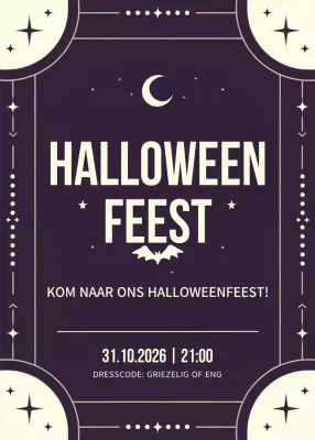 Zwarte Retro Halloween Uitnodiging