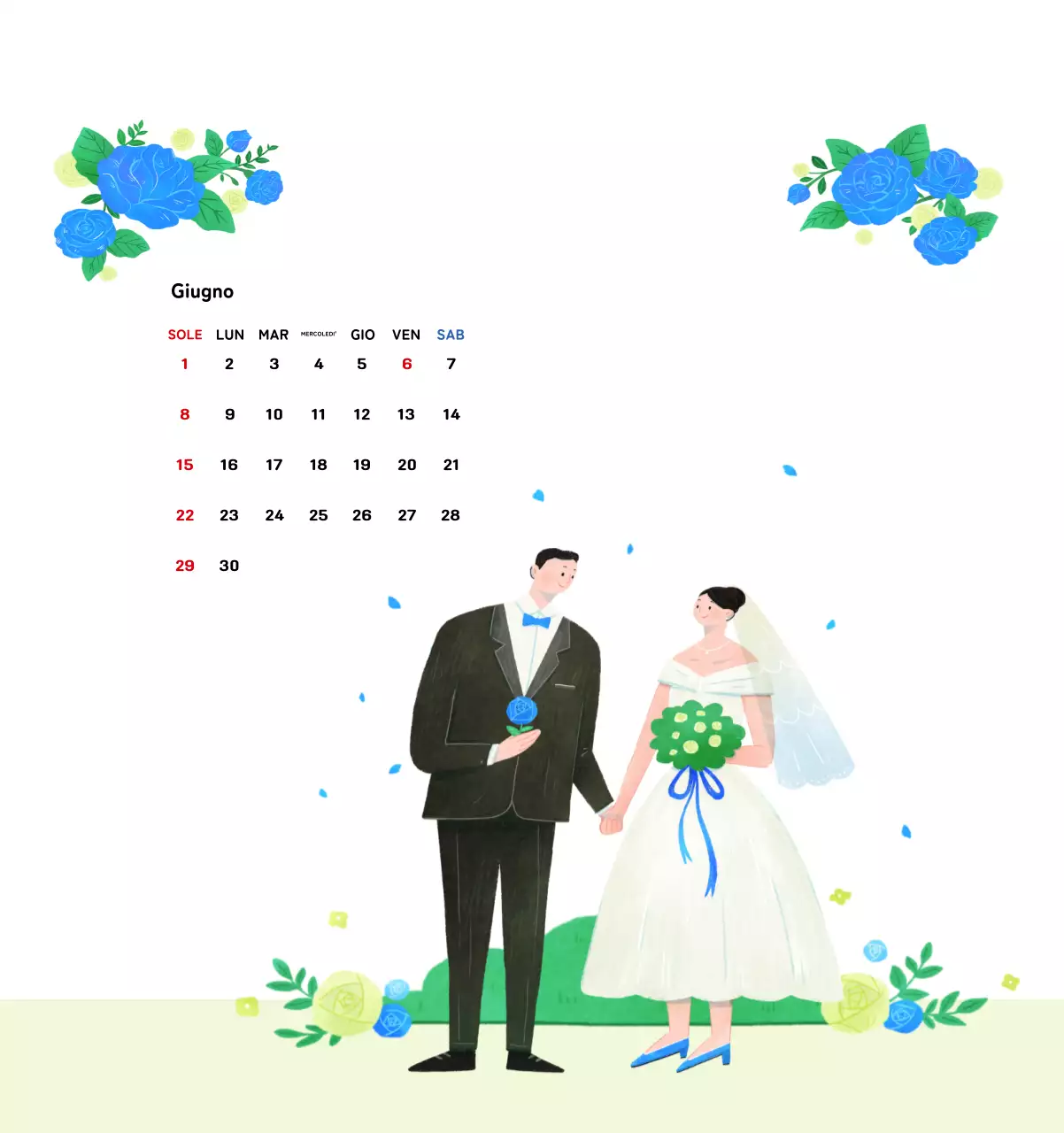 Calendario di Capodanno con una calda illustrazione