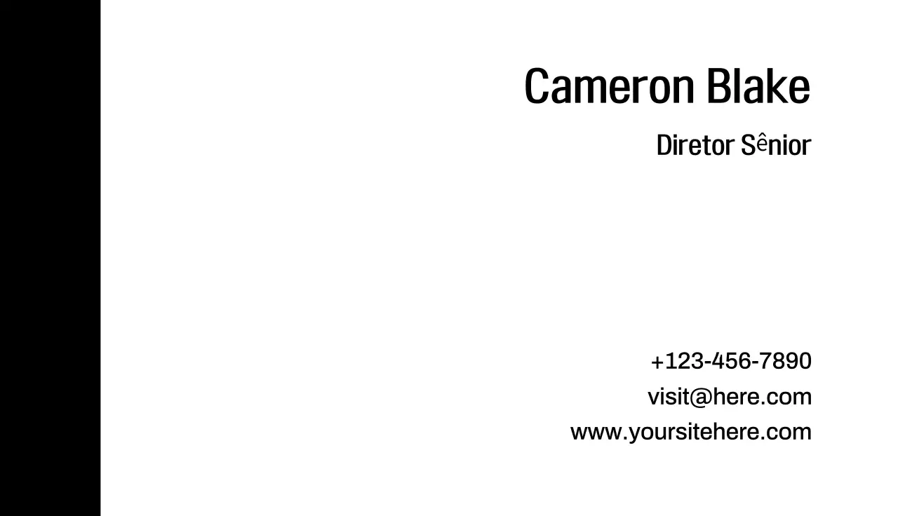 cartão de visita preto minimalista