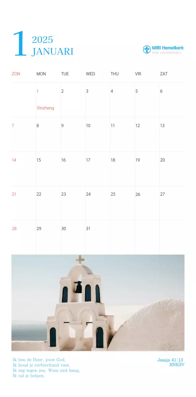 Blauw modern concept kerkkalender