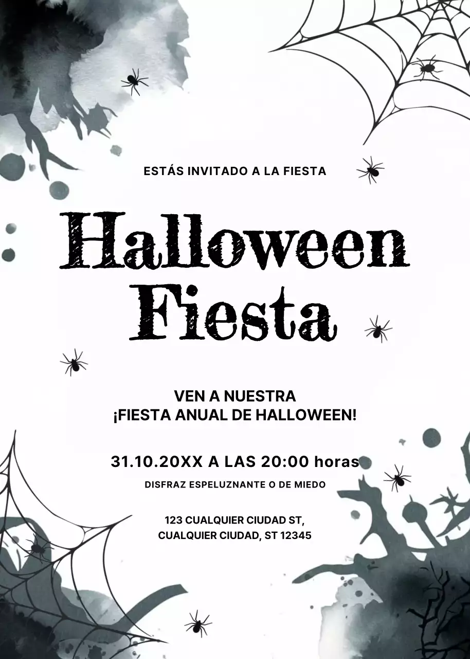 invitación gótica negra de Halloween